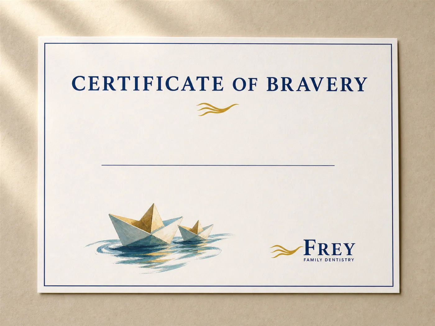 Certificate of Bravery with paper boats