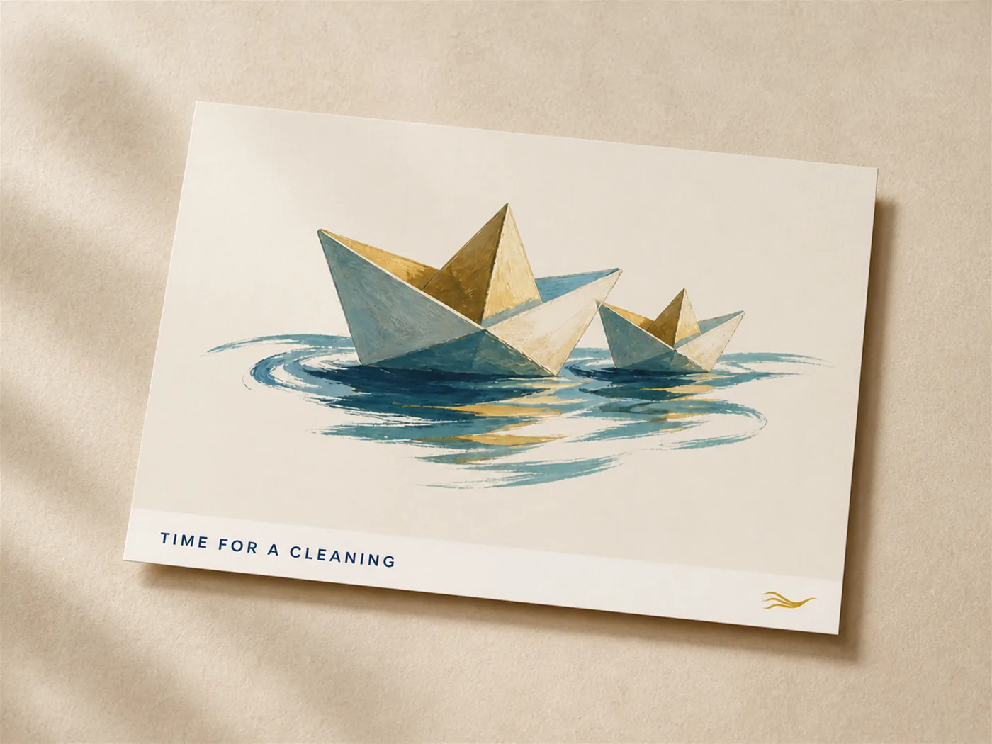 Frey Family Dentistry recall postcard with paper boats