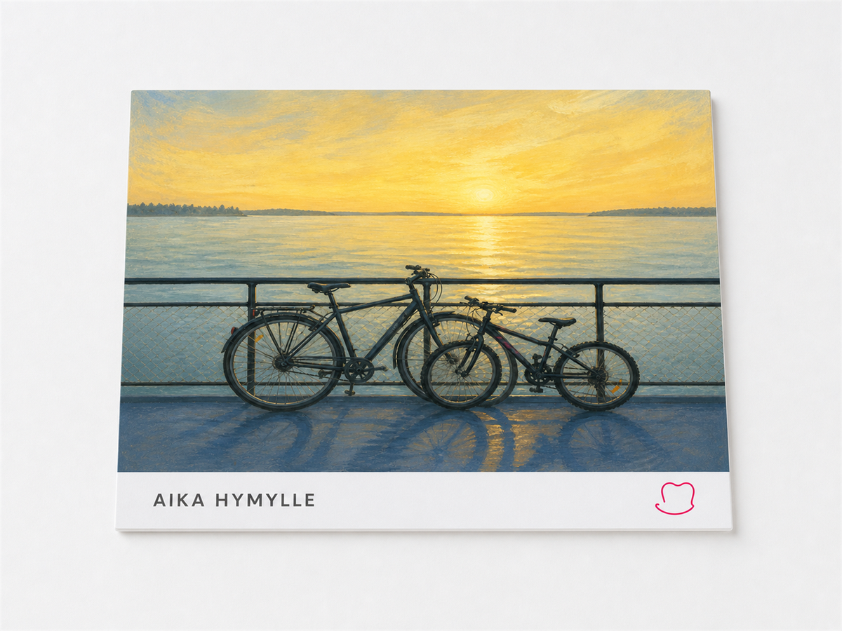 Hailuoto-aiheinen kutsukortti tekstillä Aika hymylle